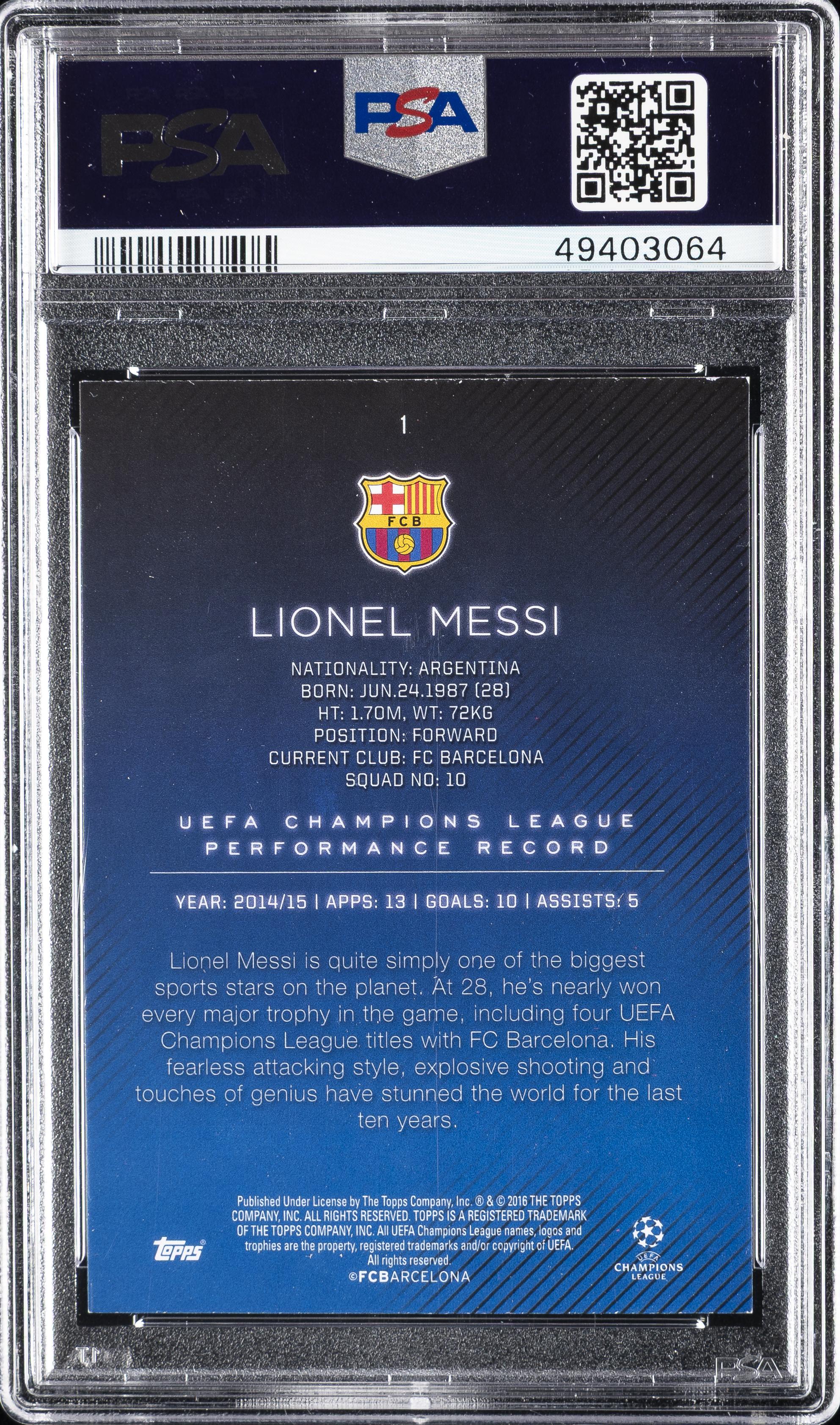 2015-16 Topps UEFA Champions League Showcase #1 - Back