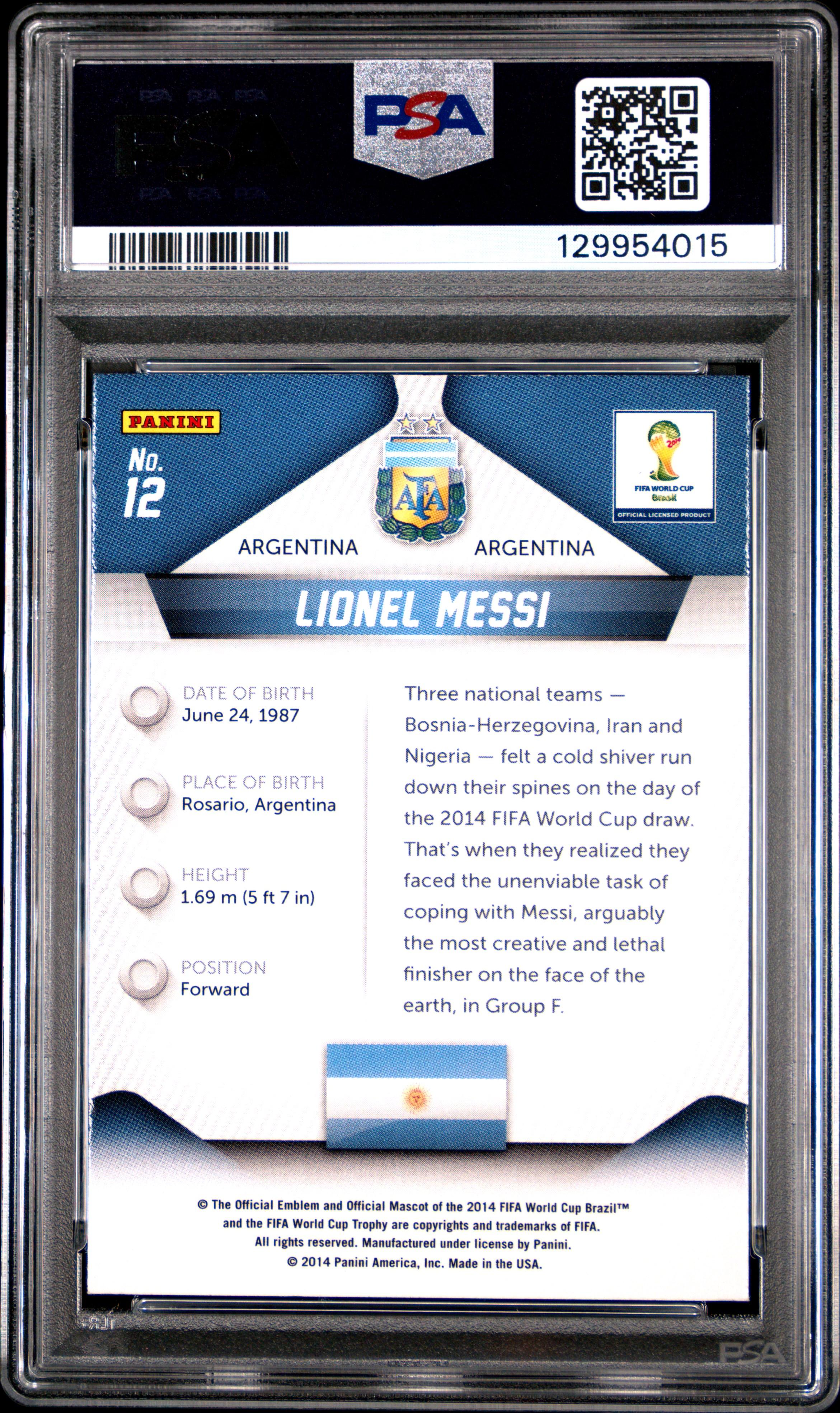 2014 Panini Prizm World Cup – Brazil - Back