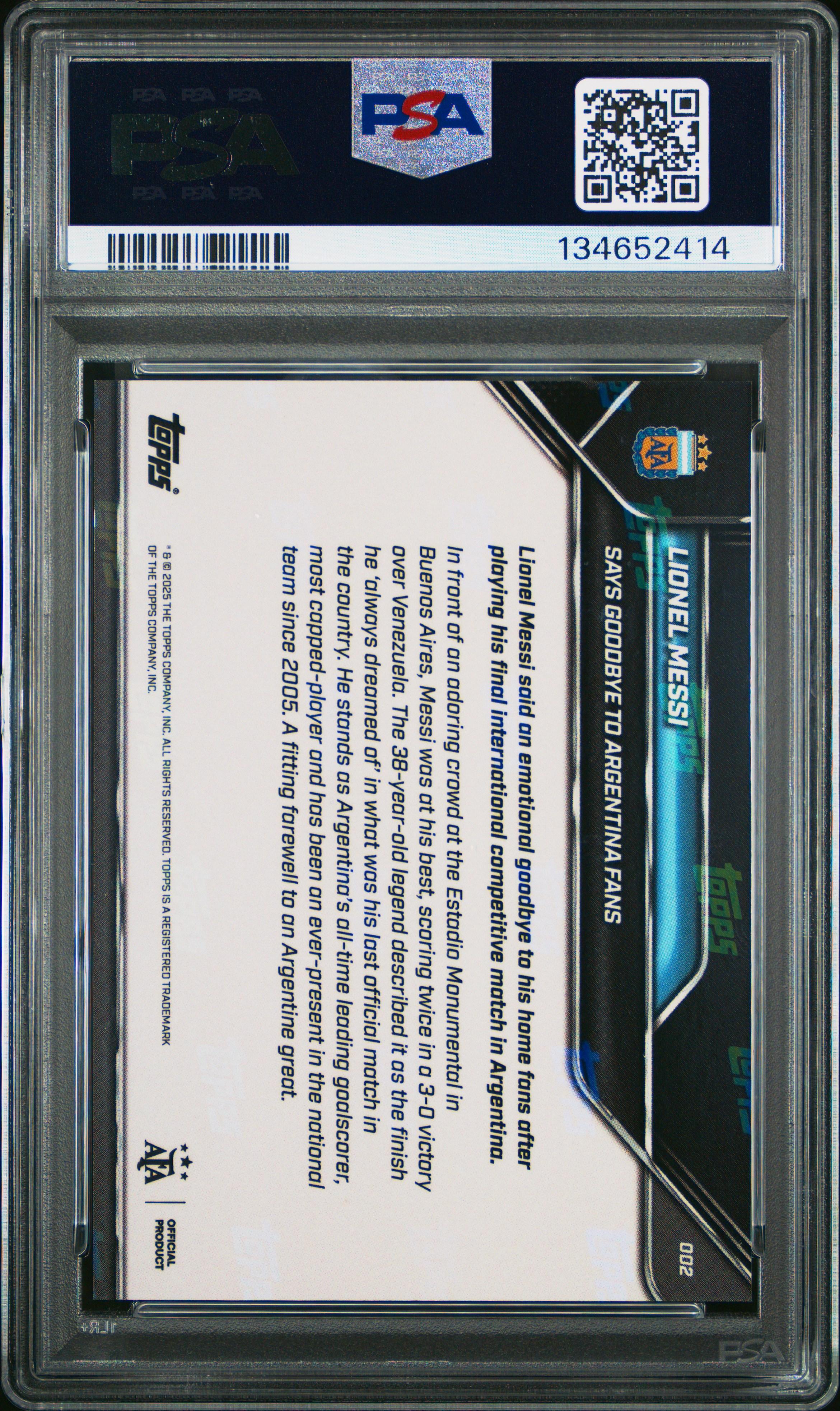 2024 Topps Now Argentina — Farewell - Back